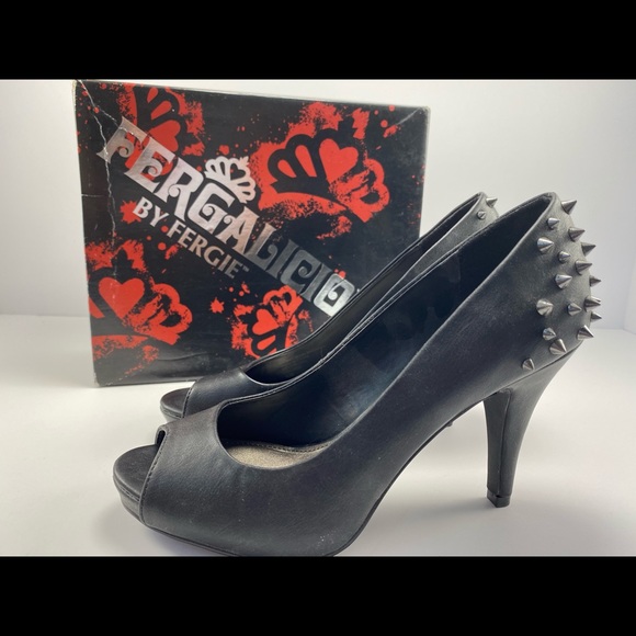 Fergie Black Spiked Heels - Picture 5 of 8
